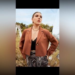 SHEIN Plus Lapel Collar Double Button Blazer